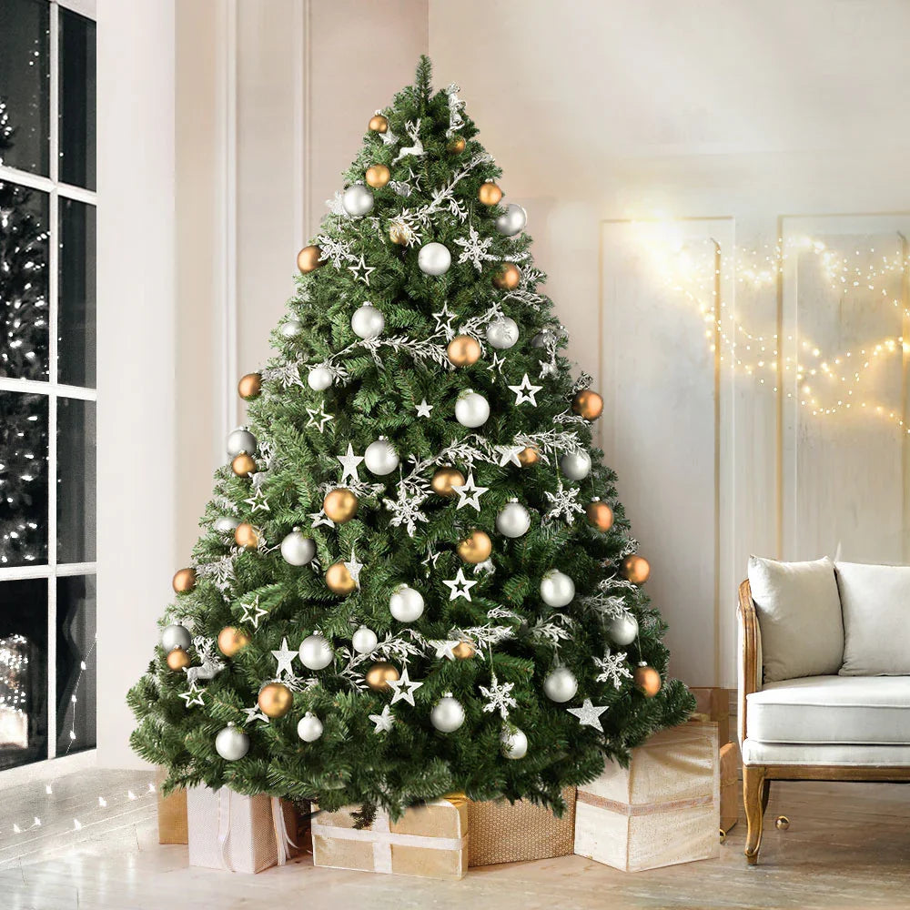 7FT Artificial Christmas Tree Green PVC Fir Tree with Metal Stand