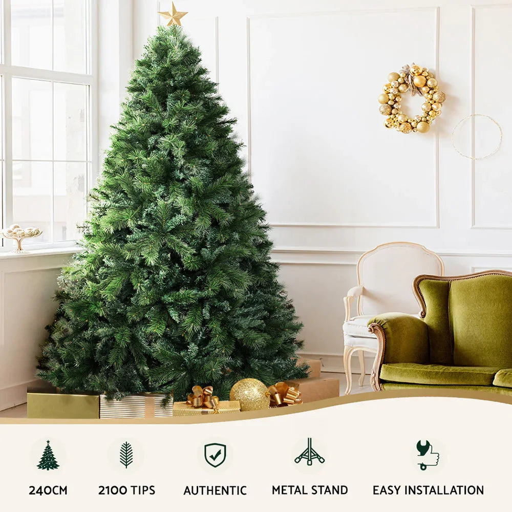 8FT Artificial Christmas Tree Green Pine 240cm PVC Holiday Tree