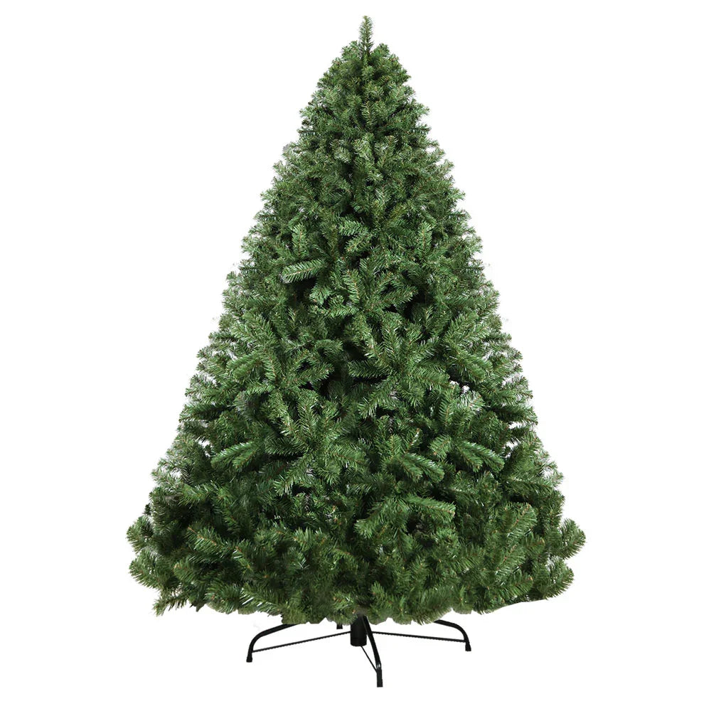 8FT Artificial Christmas Tree Green PVC Fir Tree with Metal Stand