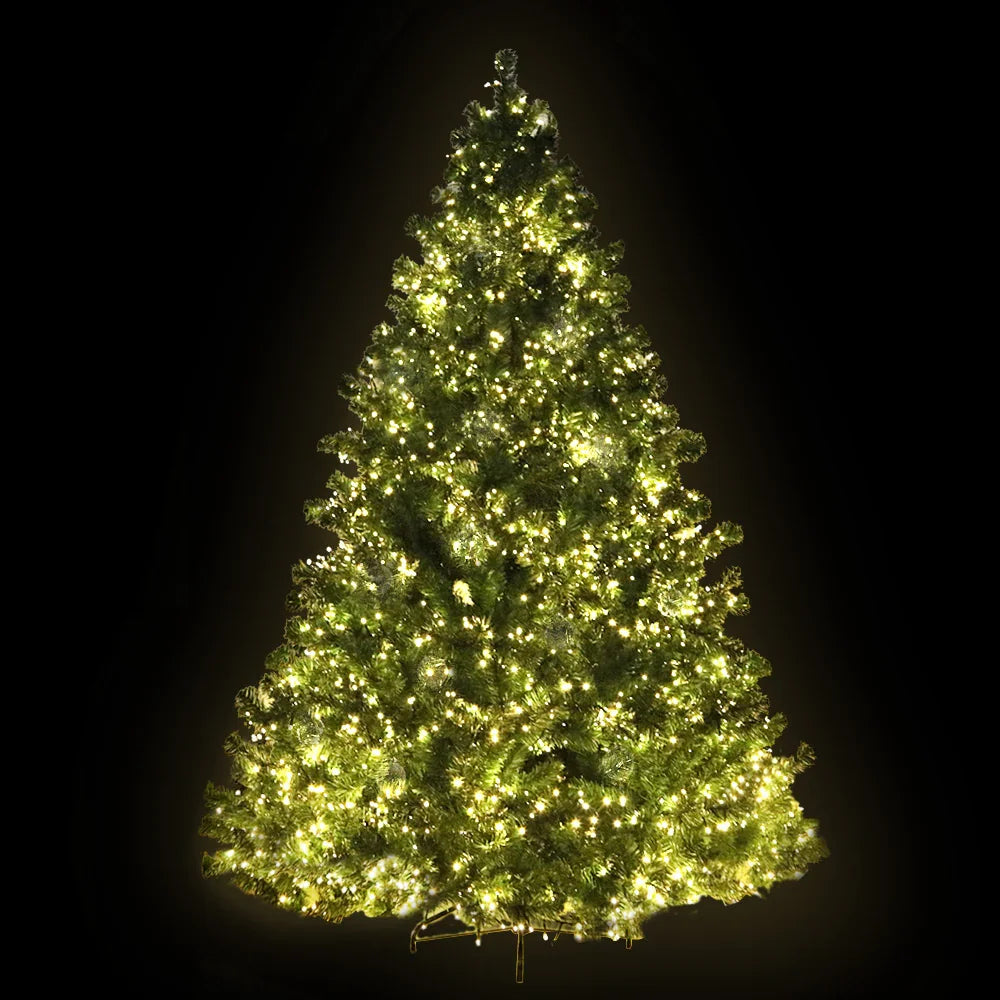 8FT Pre Lit Christmas Tree Warm White LED PVC Holiday Tree