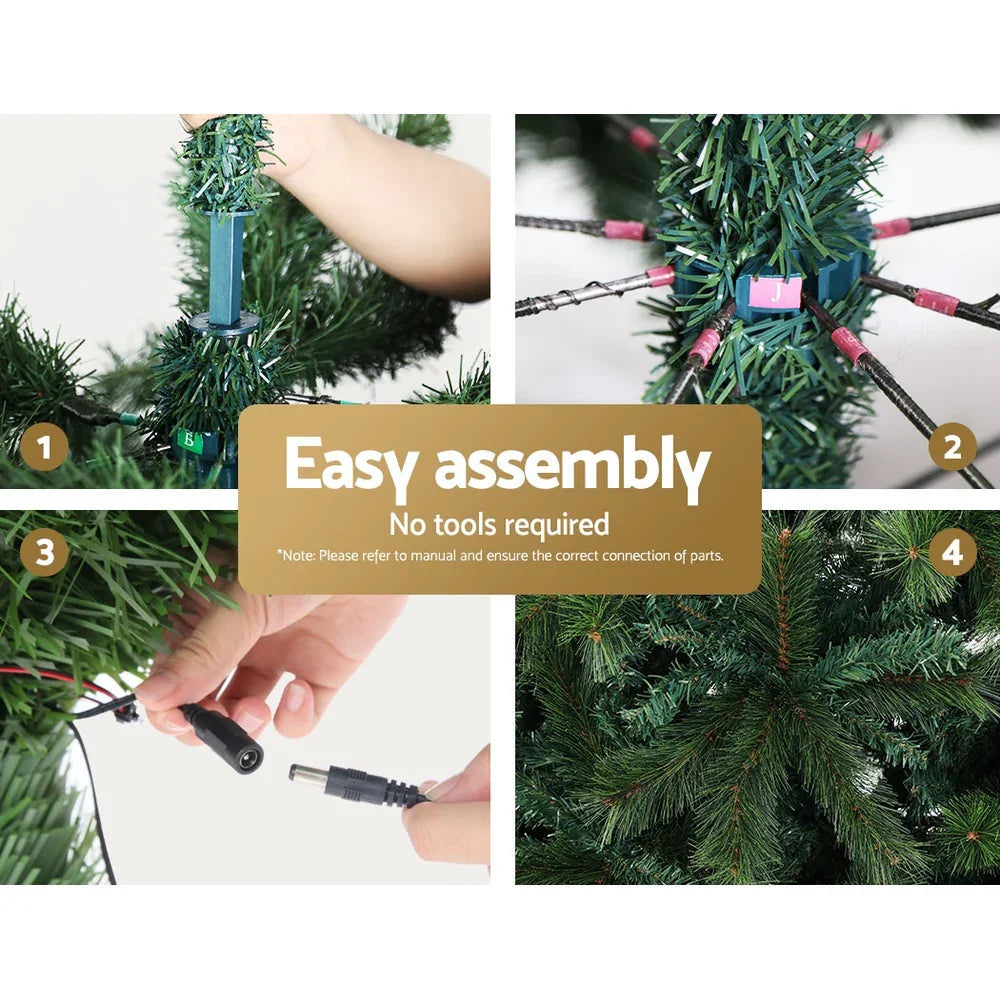 8FT Pre Lit Christmas Tree Warm White LED PVC Holiday Tree