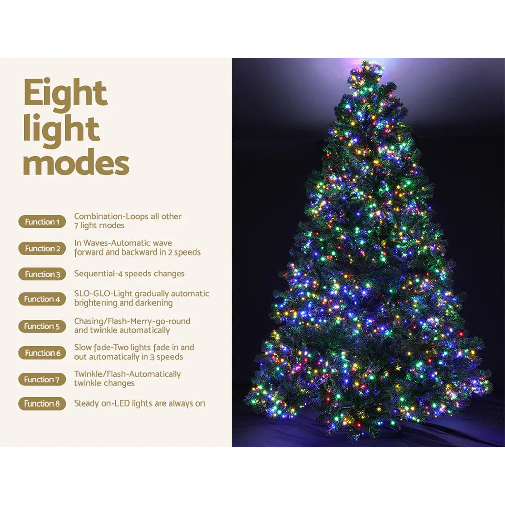 8FT Pre Lit Christmas Tree 3190 LED Multi Colour Fir Tree