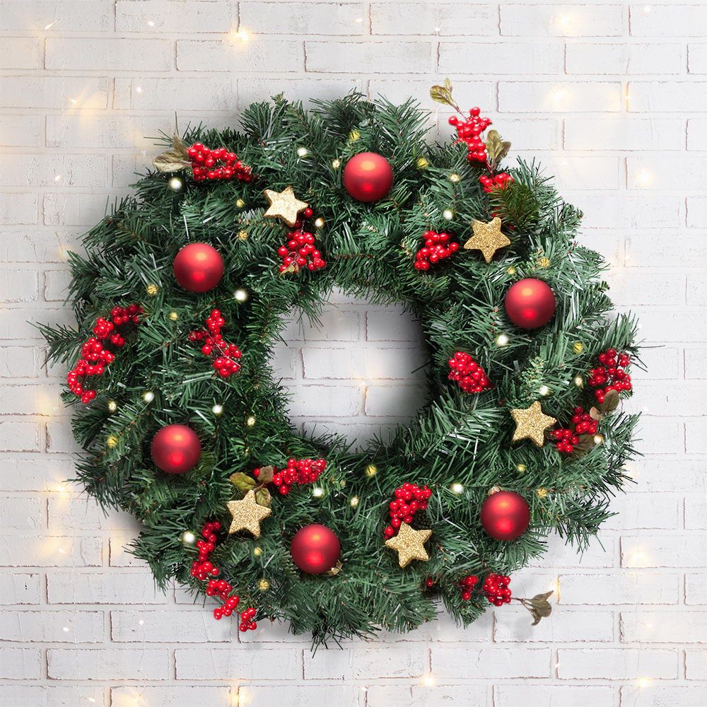 Christmas Wreath 60cm Artificial Green Garland Door Decoration 420 Tips Xmas Bush