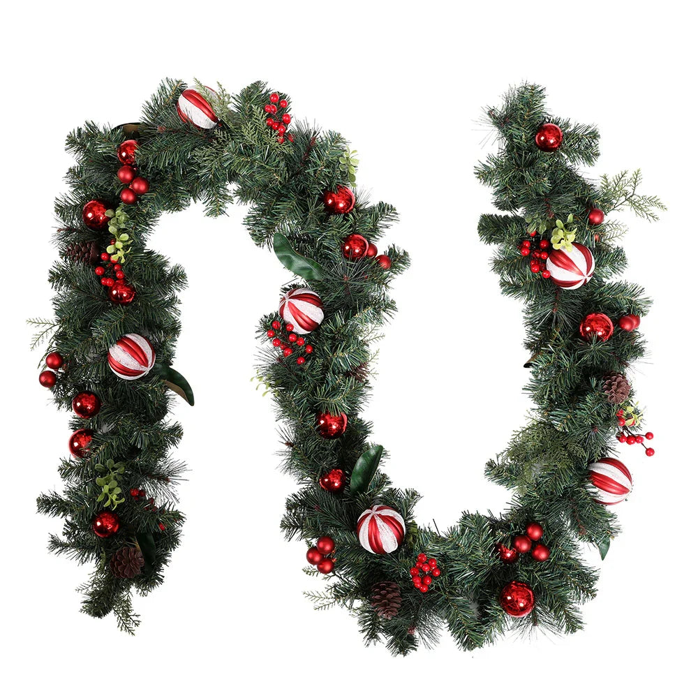 2.7m Christmas Garland with Berries Pinecones Baubles Xmas Party Decor