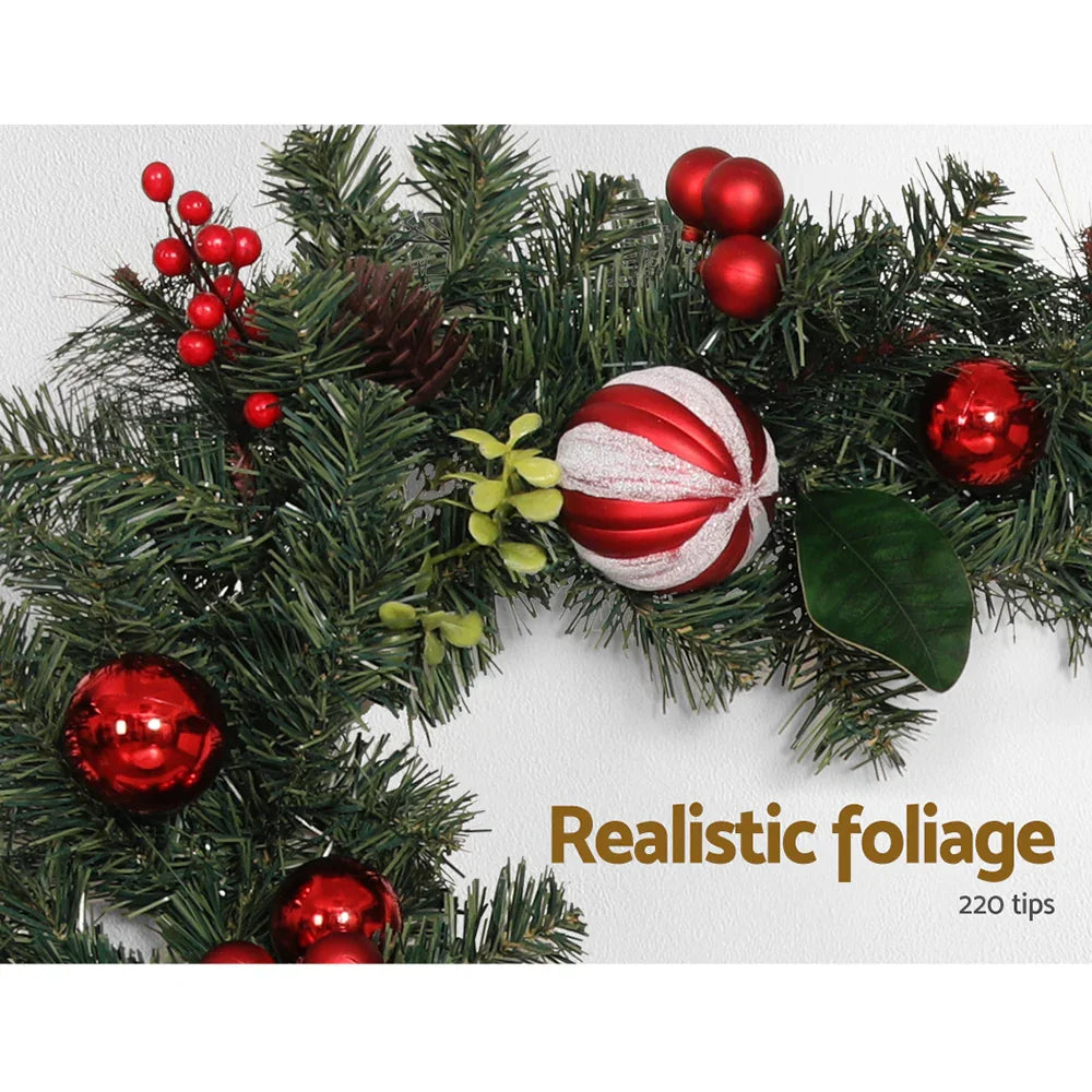 2.7m Christmas Garland with Berries Pinecones Baubles Xmas Party Decor