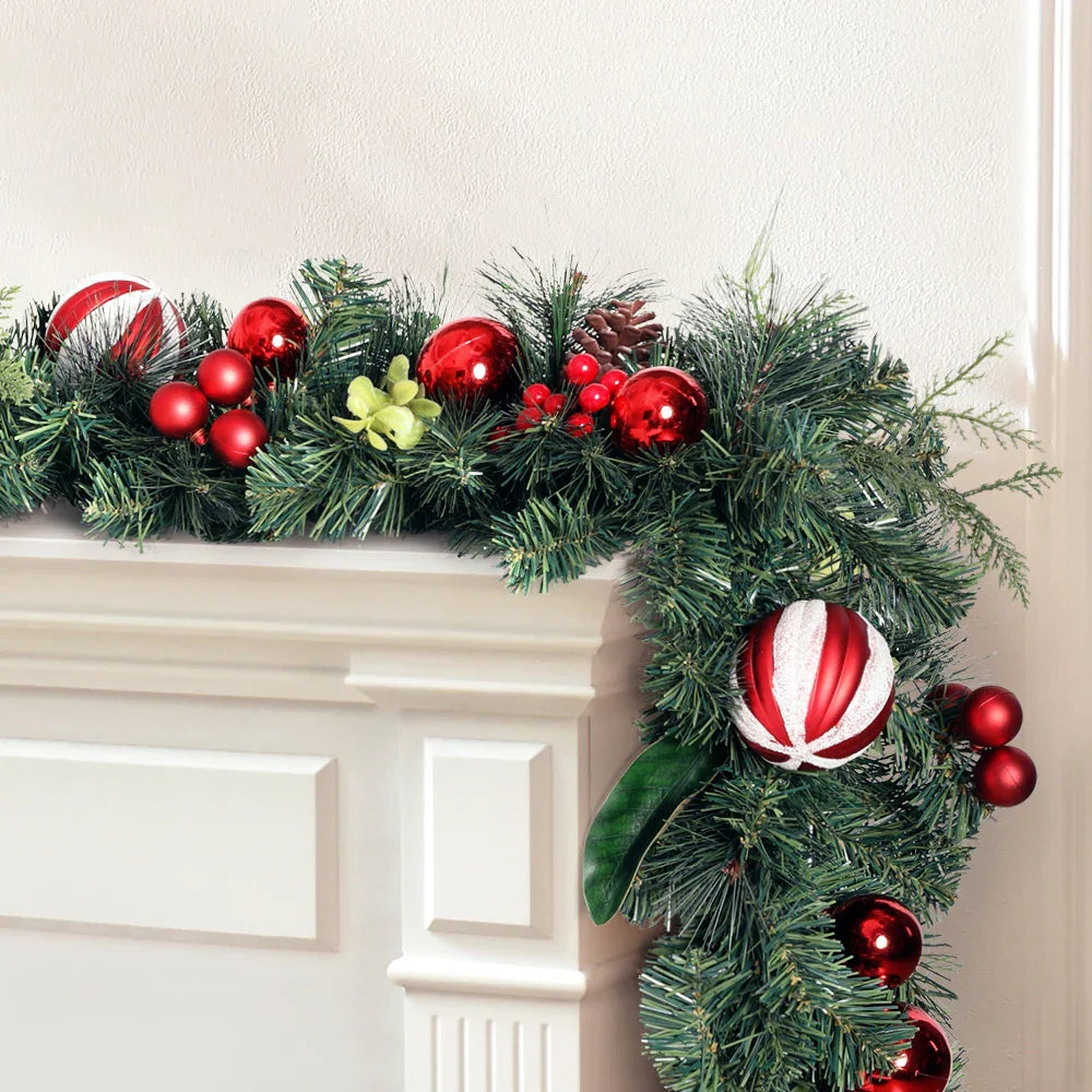 2.7m Christmas Garland with Berries Pinecones Baubles Xmas Party Decor