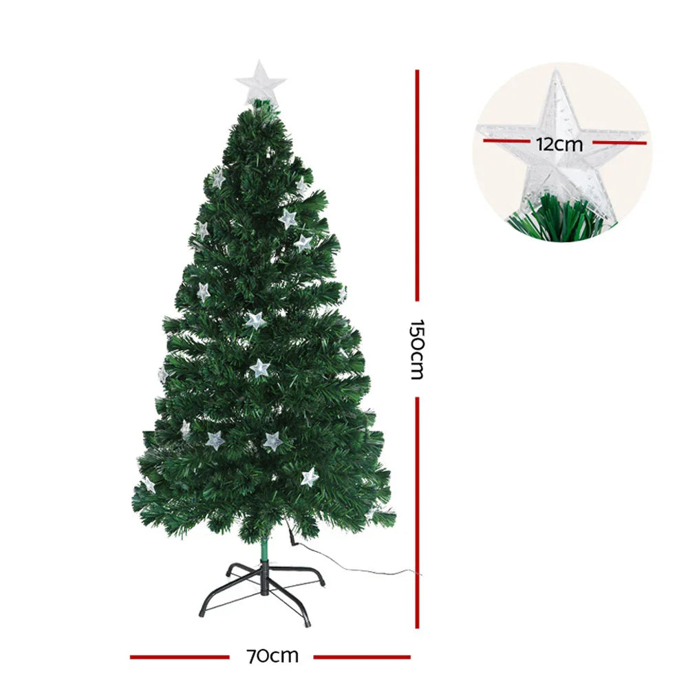5FT Fibre Optic LED Christmas Tree Multi Colour Pre Lit Tree Star Topper