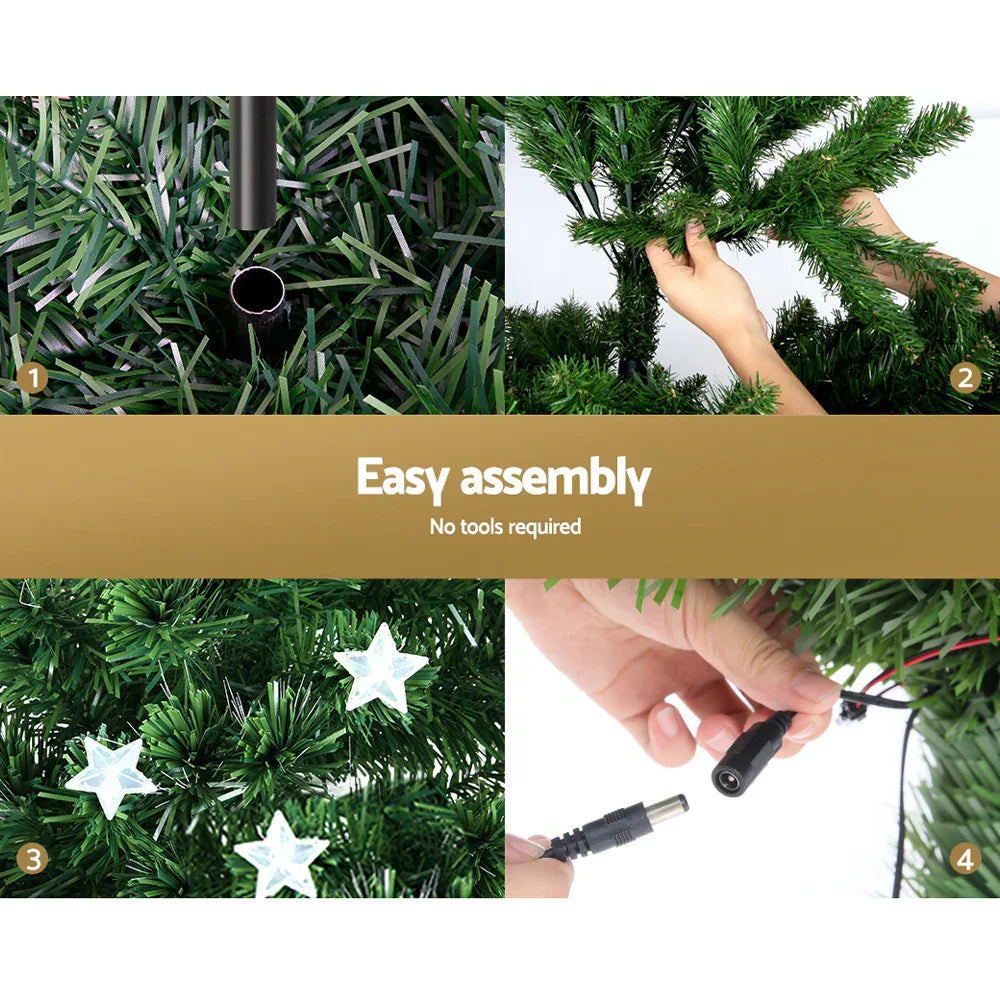 5FT Fibre Optic LED Christmas Tree Multi Colour Pre Lit Tree Star Topper