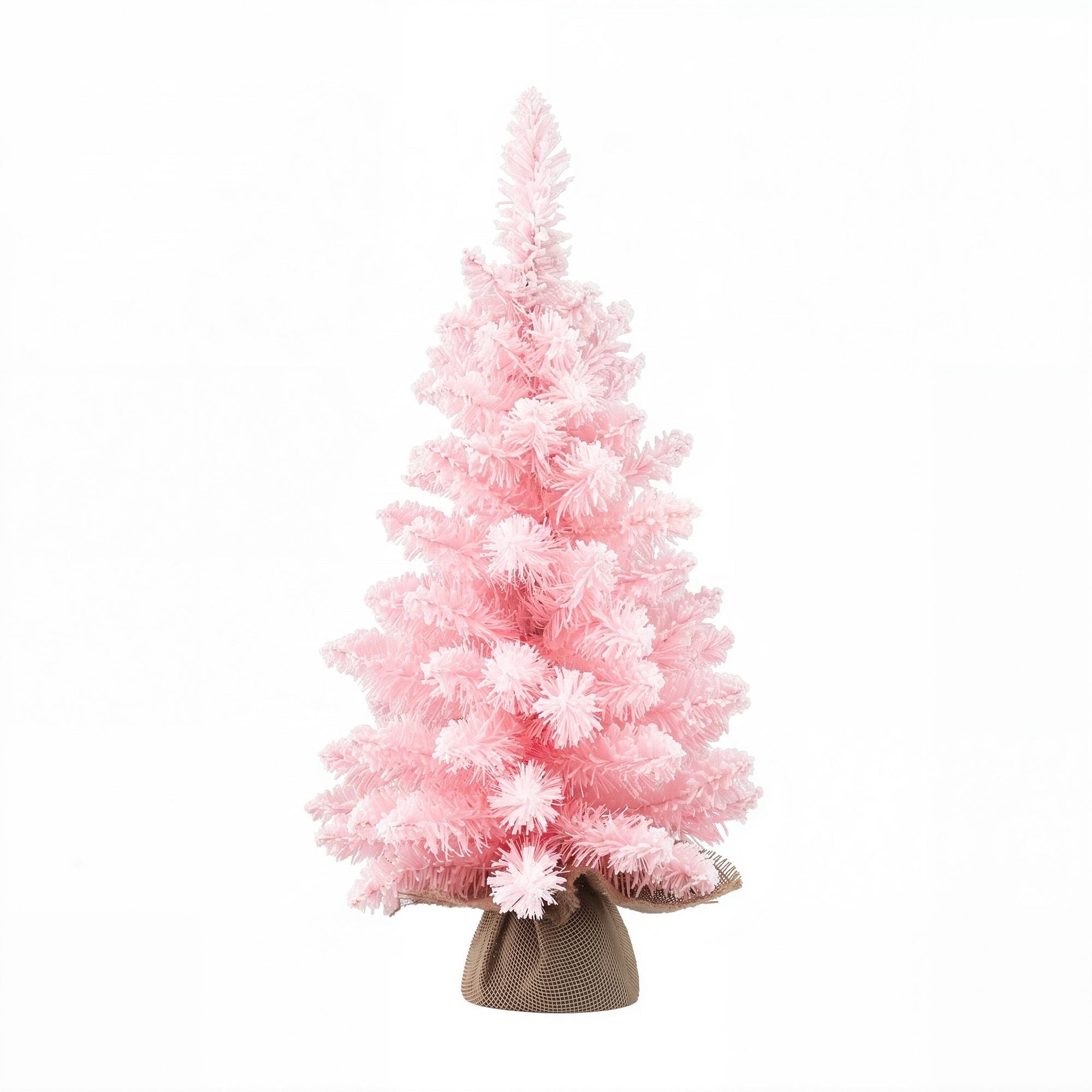 60cm Flocked Pink Christmas Tree Mini Tabletop Xmas Tree