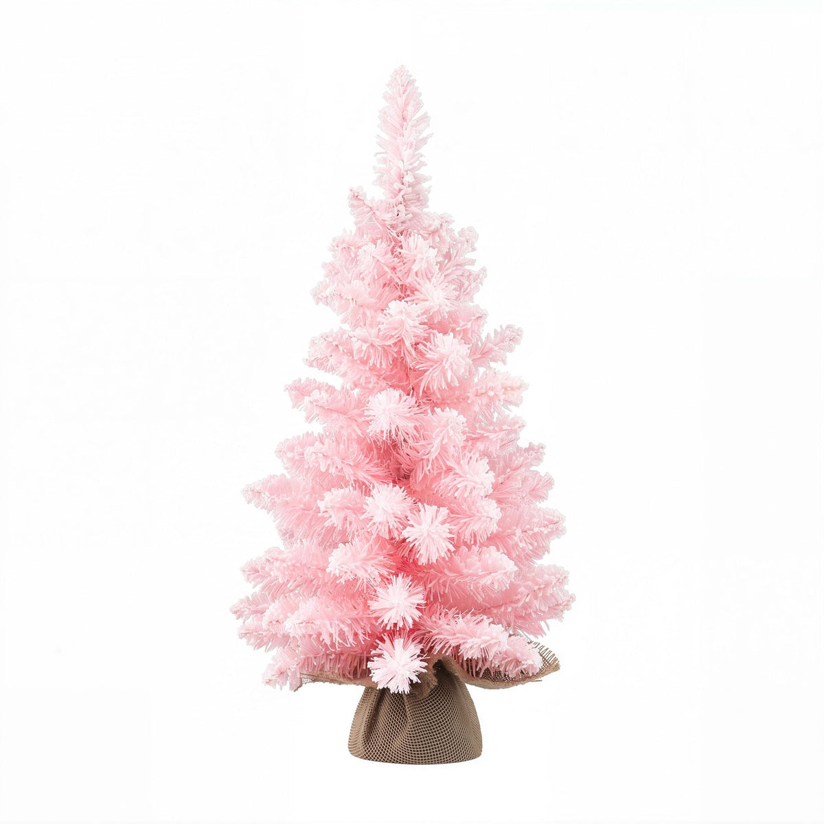 60cm Flocked Pink Tabletop Christmas Tree, Pre-Assembled