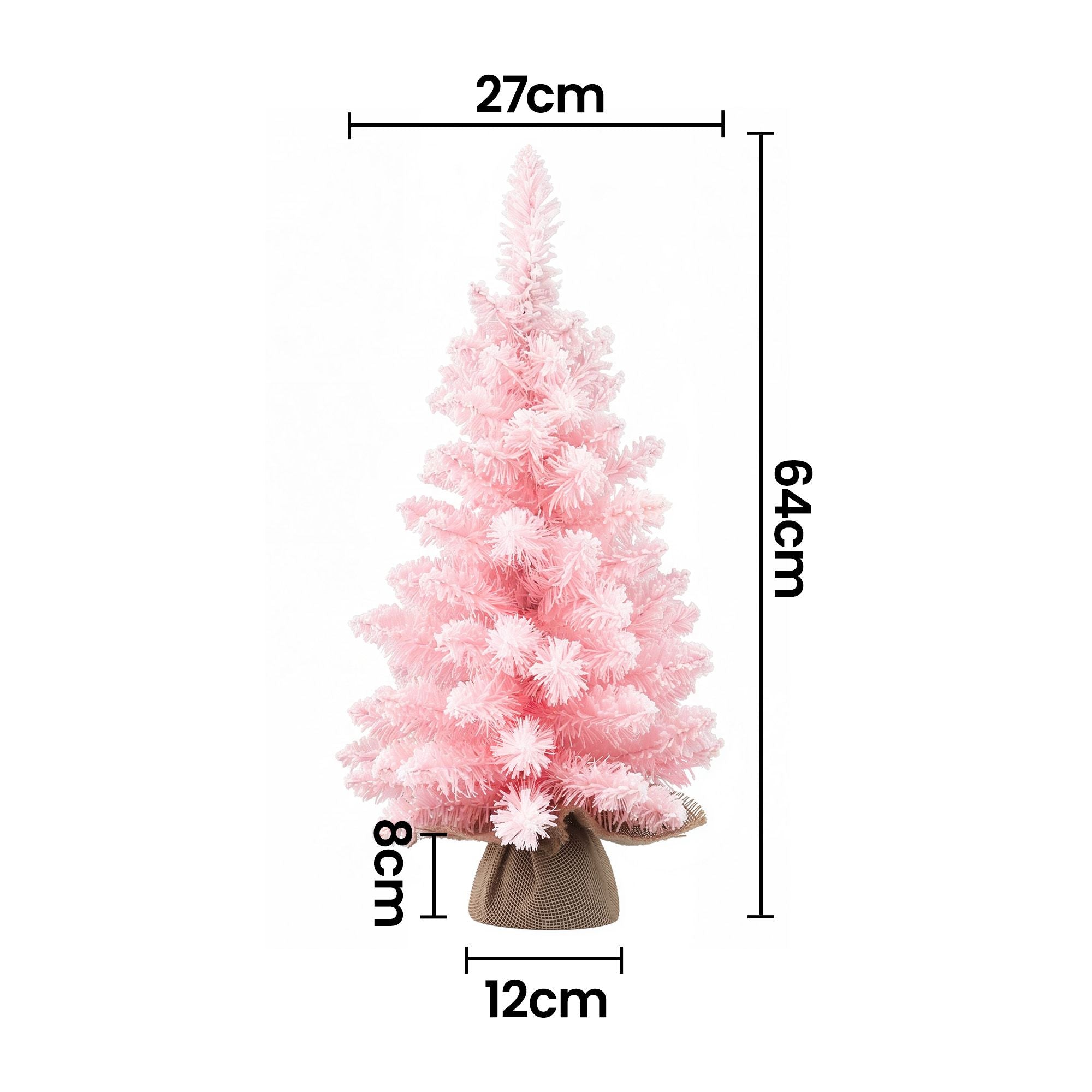 60cm Flocked Pink Christmas Tree Mini Tabletop Xmas Tree