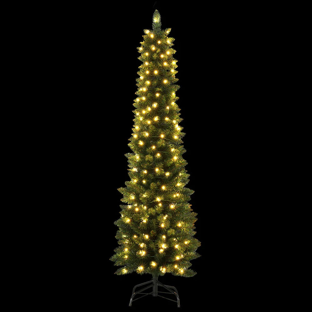 1.8m Pre-Lit Christmas Tree 200 LED Warm Lights Artificial Xmas Tree 6ft