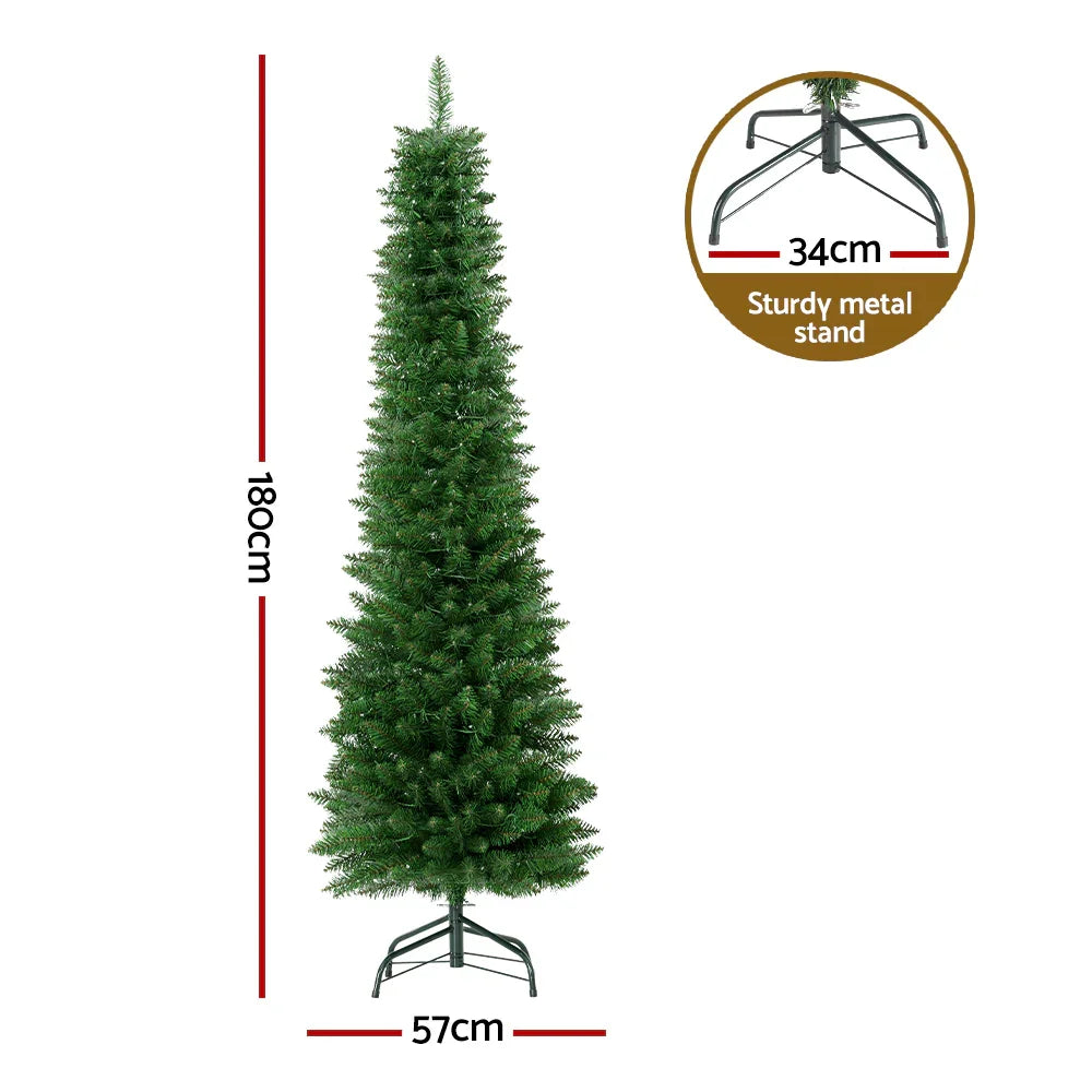 1.8m Pre-Lit Christmas Tree 200 LED Warm Lights Artificial Xmas Tree 6ft