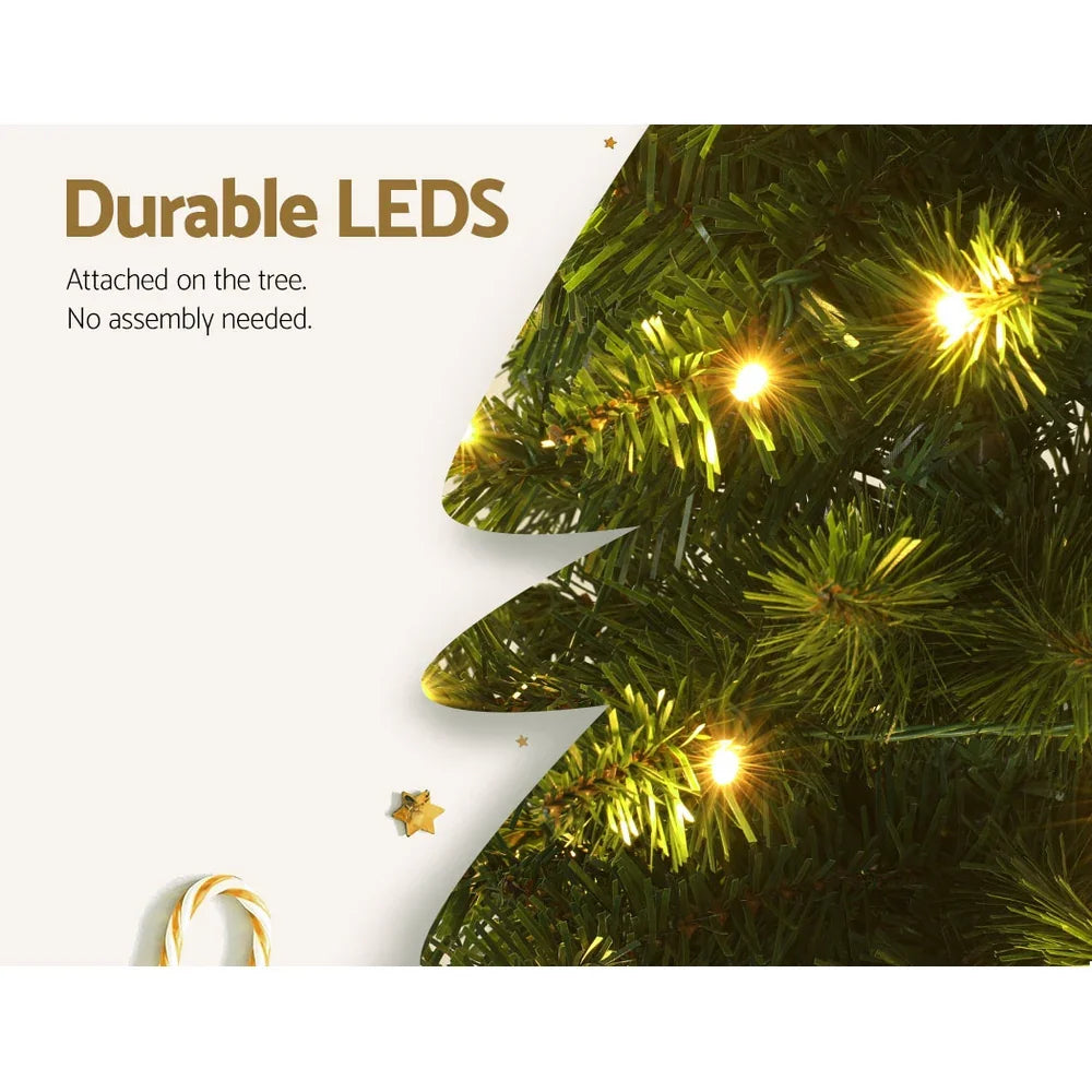 1.8m Pre-Lit Christmas Tree 200 LED Warm Lights Artificial Xmas Tree 6ft