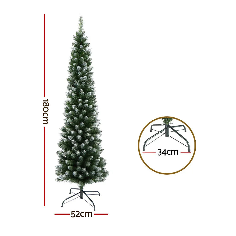 1.8m Snow Flocked Christmas Tree 300 Tips Artificial Xmas Tree 6ft Decor
