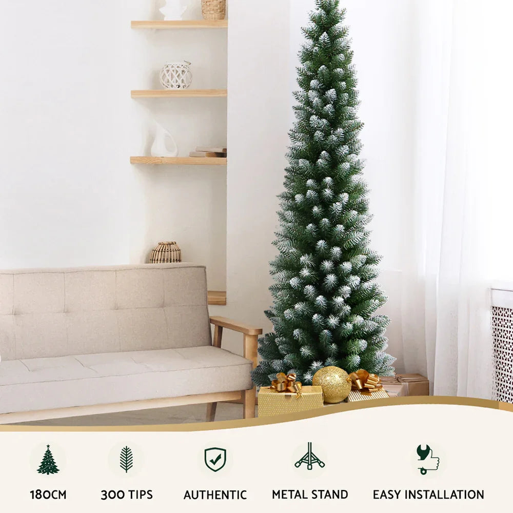 1.8m Snow Flocked Christmas Tree 300 Tips Artificial Xmas Tree 6ft Decor