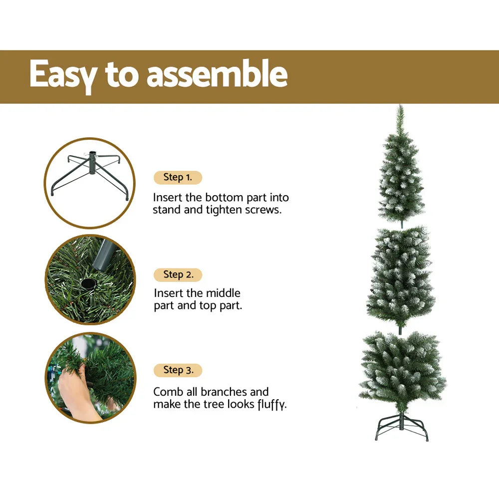 1.8m Snow Flocked Christmas Tree 300 Tips Artificial Xmas Tree 6ft Decor