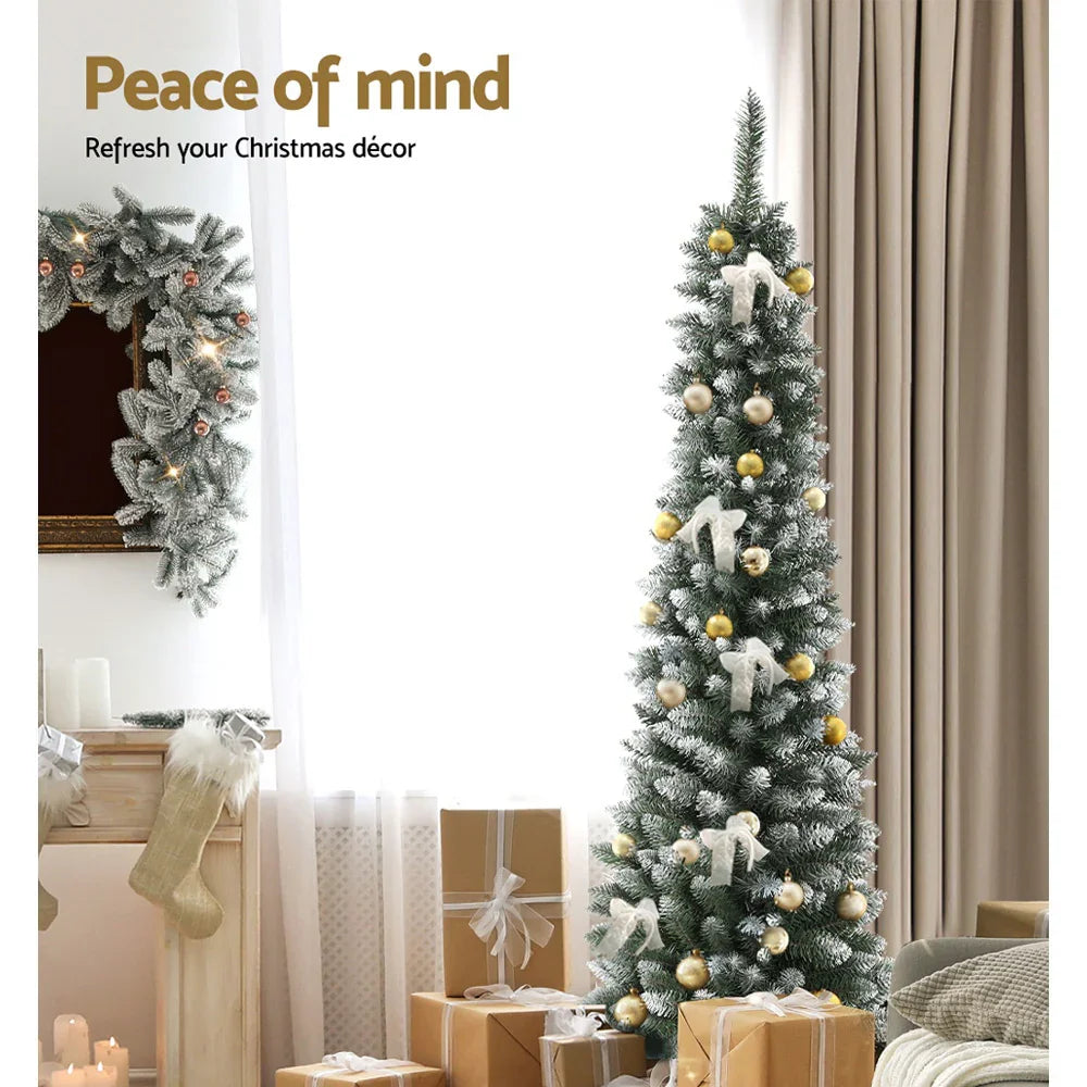 1.8m Snow Flocked Christmas Tree 300 Tips Artificial Xmas Tree 6ft Decor