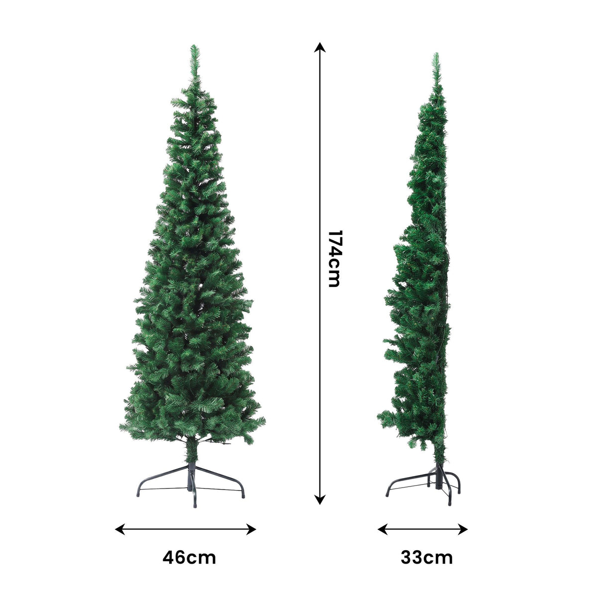 1.8m Pre-Lit Christmas Tree Slim Pencil Xmas Tree Corner Tree