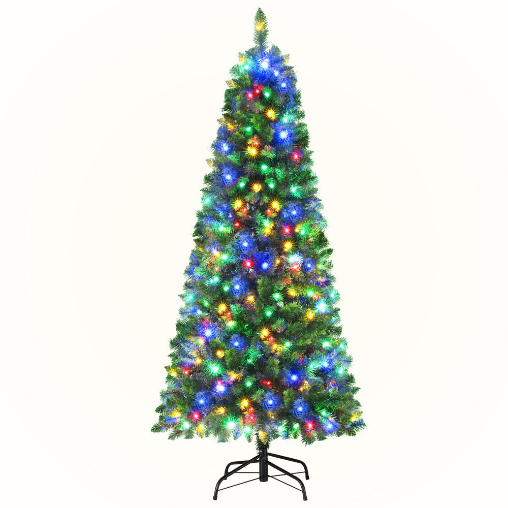 Jingle Jollys 1.8m Pre-Lit Christmas Tree 200 Multi Colour LED 8 Modes Remote