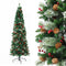 2.1m Artificial Slim Christmas Tree Pine Cone Berry Decor Corner