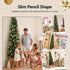 2.1m Artificial Slim Christmas Tree Pine Cone Berry Decor Corner