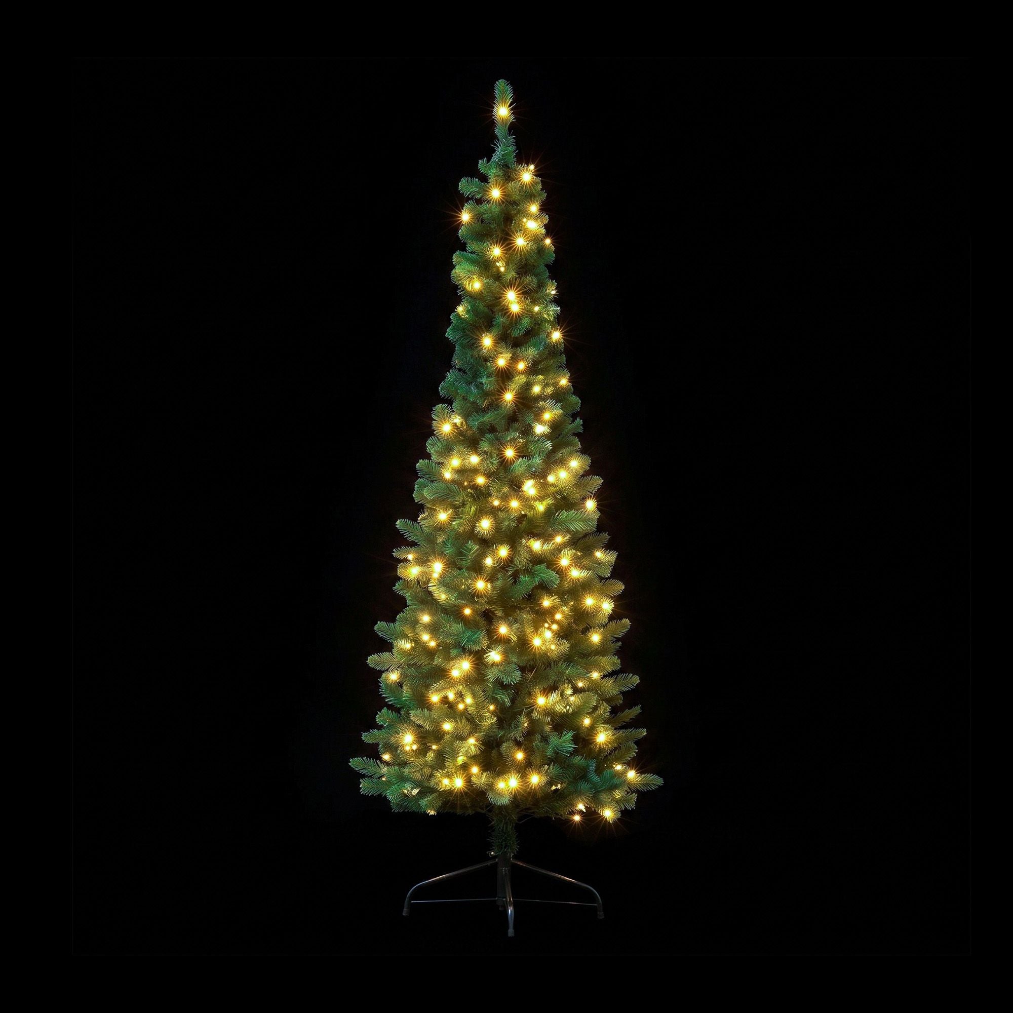 2.4m Pre-Lit Christmas Tree Slim Pencil Xmas Tree Corner Tree