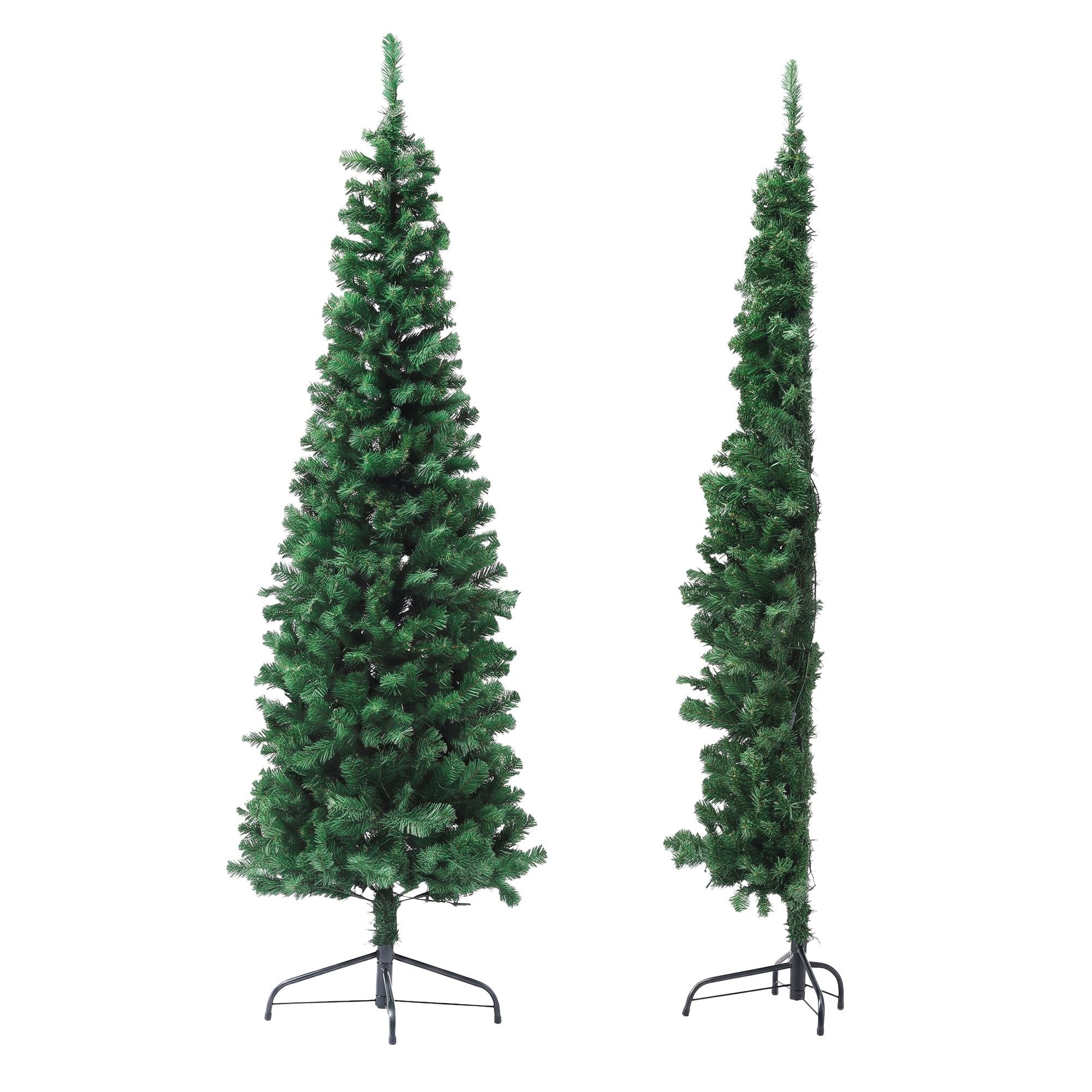 2.4m Pre-Lit Christmas Tree Slim Pencil Xmas Tree Corner Tree