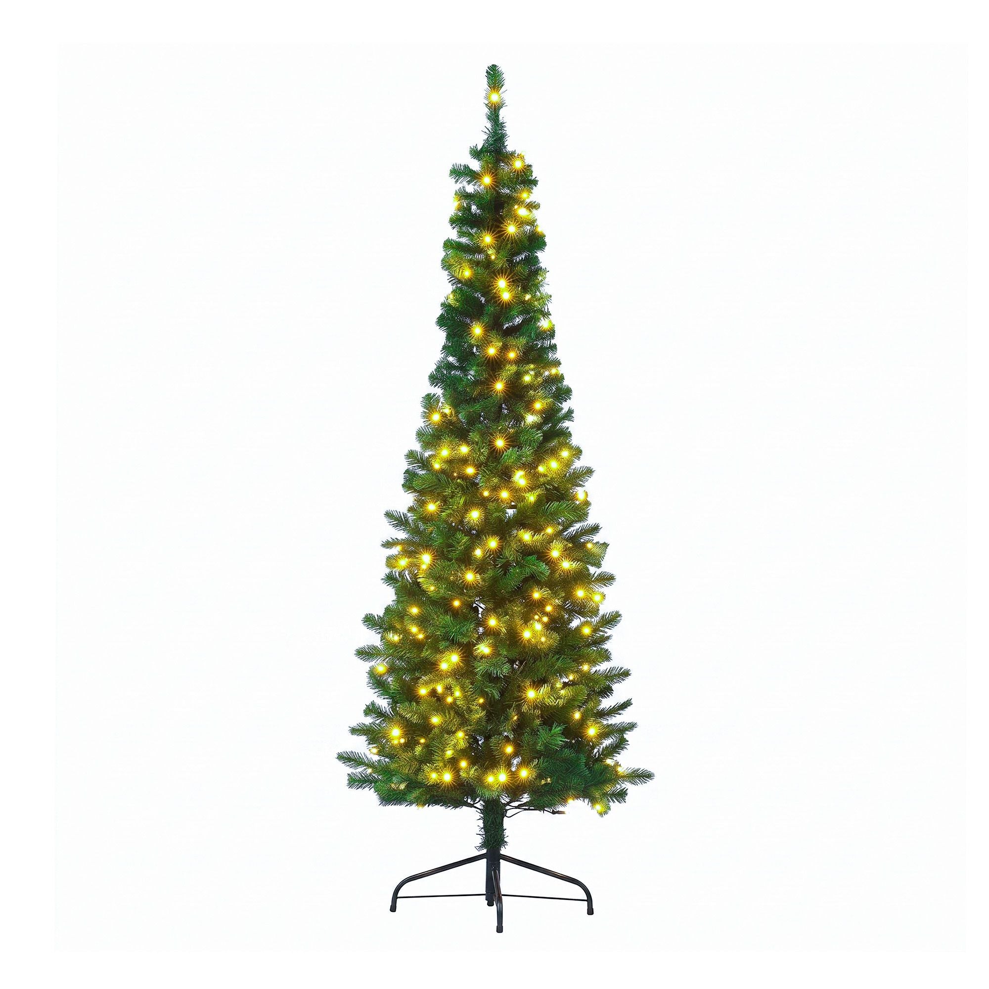 2.4m Pre-Lit Christmas Tree Slim Pencil Xmas Tree Corner Tree