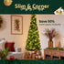 2.4m Pre-Lit Christmas Tree Slim Pencil Corner Tree 280 LED Green