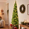 2.4m Pre-Lit Christmas Tree Slim Pencil Corner Tree 280 LED Green