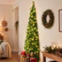 2.4m Pre-Lit Christmas Tree Slim Pencil Corner Tree 280 LED Green