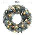 60cm Snowy Christmas Wreath with LED Lights Pinecones Baubles Xmas Door Decor