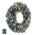 60cm Snowy Christmas Wreath with LED Lights Pinecones Baubles Xmas Door Decor