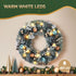 60cm Snowy Christmas Wreath with LED Lights Pinecones Baubles Xmas Door Decor