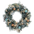 60cm Snowy Christmas Wreath with LED Lights Pinecones Baubles Xmas Door Decor