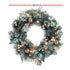60cm Snowy Christmas Wreath with LED Lights Pinecones Baubles Xmas Door Decor