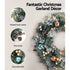 60cm Snowy Christmas Wreath with LED Lights Pinecones Baubles Xmas Door Decor