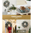 60cm Snowy Christmas Wreath with LED Lights Pinecones Baubles Xmas Door Decor