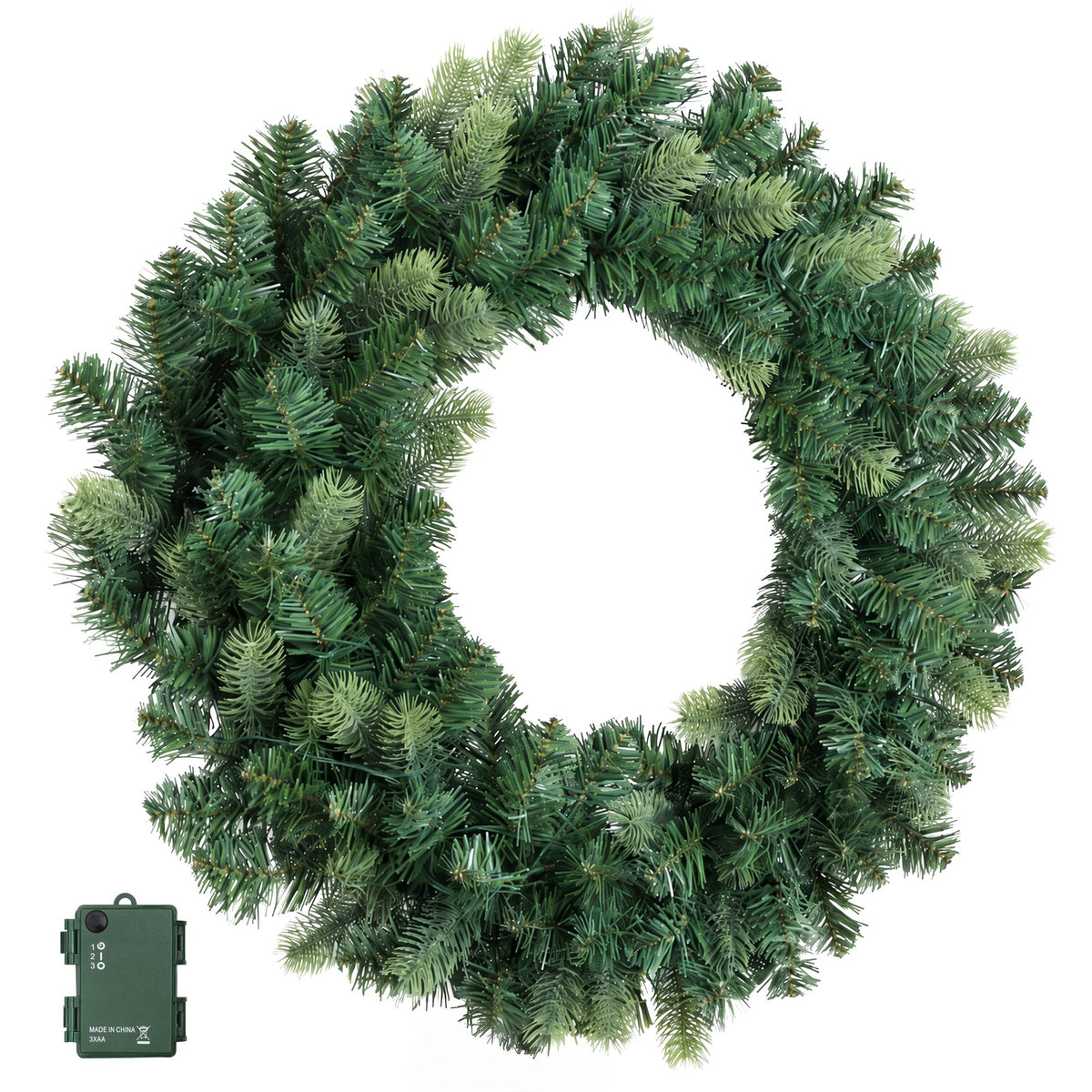 60cm Pre-Lit Christmas Wreath Garlands Warm White LED Door Wreath Decor