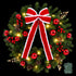 60cm Pre-lit Christmas Wreath Garlands LED Light Front Door Decor Bow Set