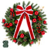 60cm Pre-lit Christmas Wreath Garlands LED Light Front Door Decor Bow Set