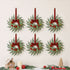 6x Christmas Wreath Garland 26cm Pre-lit Wreaths Red Berries Bow