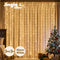 Jingle Jollys 3x3m Christmas Curtain Lights 300 LED Warm White USB 8 Mode Window