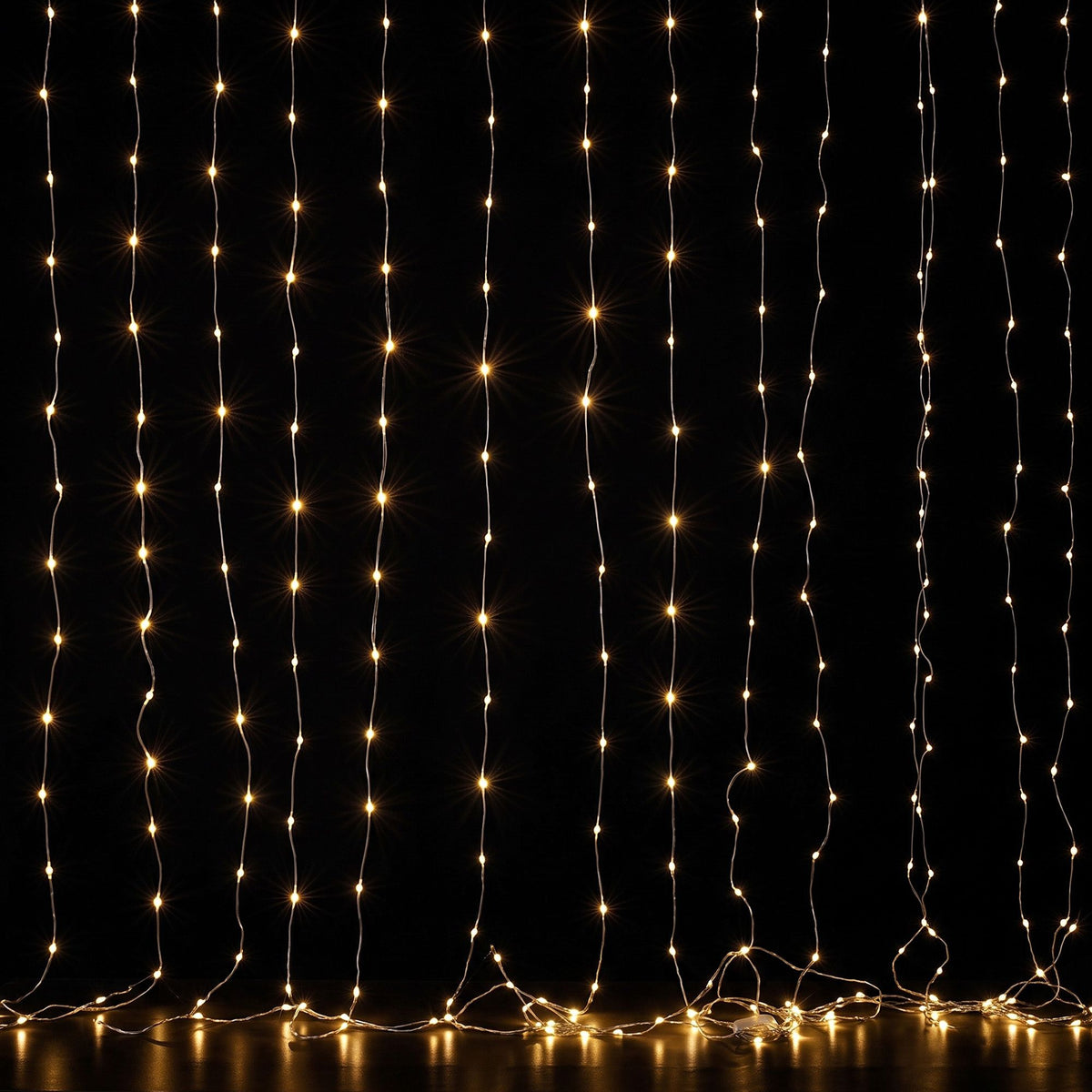 Jingle Jollys 3x3m Christmas Curtain Lights 300 LED Warm White USB 8 Mode Window