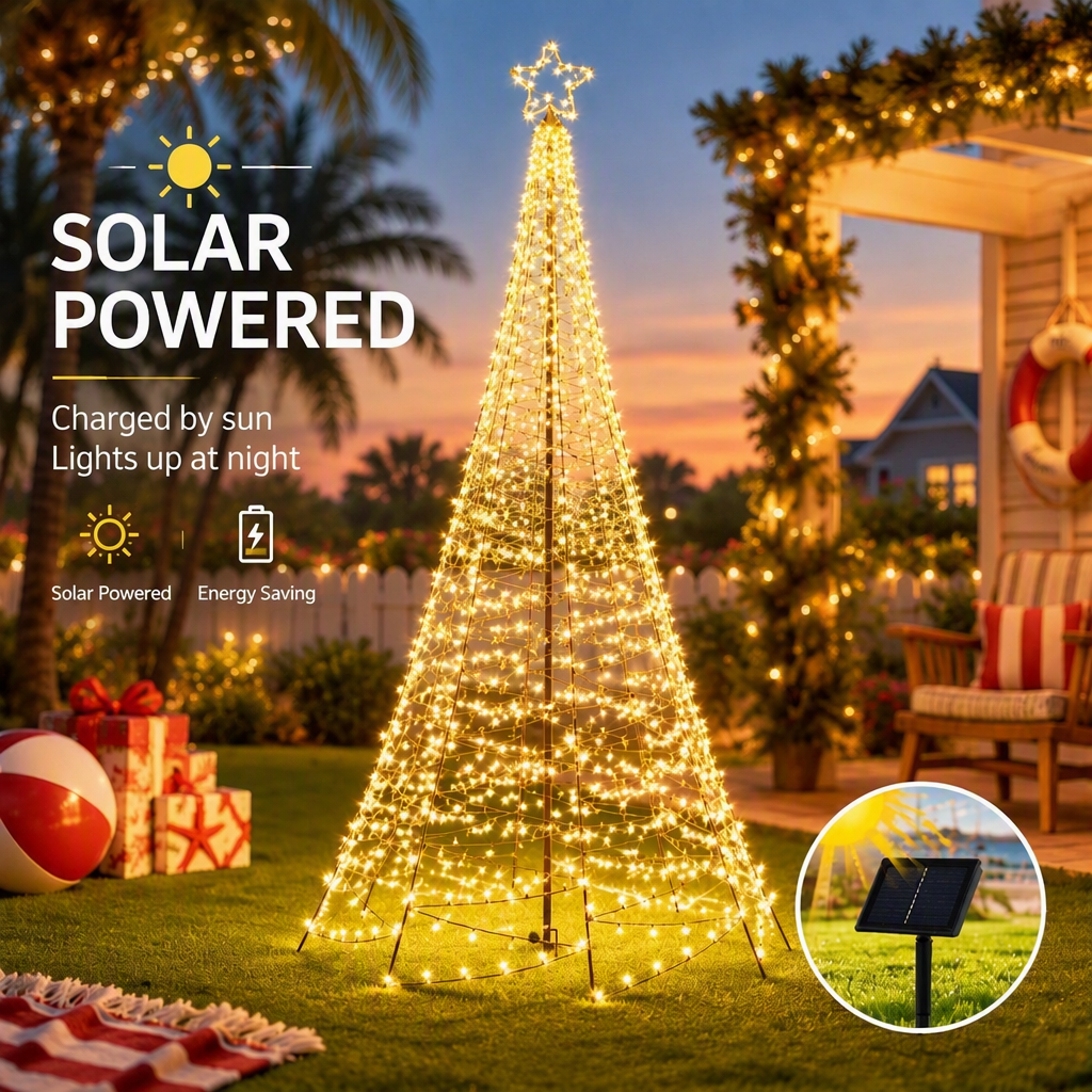 Solar Christmas Tree 3.6m 800 LED Net Lights Xmas Trees Decoration