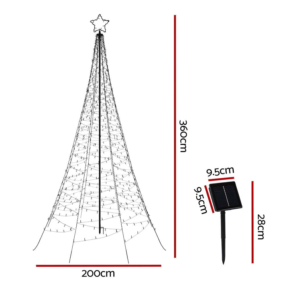 3.6M Christmas Tree 800 LED Solar Net Lights Jingle Jollys