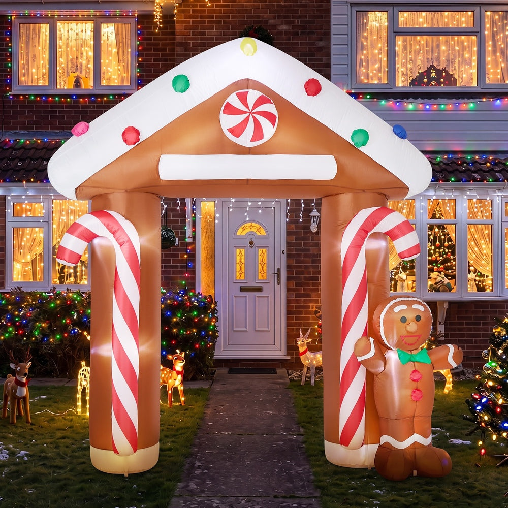2.8M Christmas Inflatable Archway with LED Lights, Outdoor Set