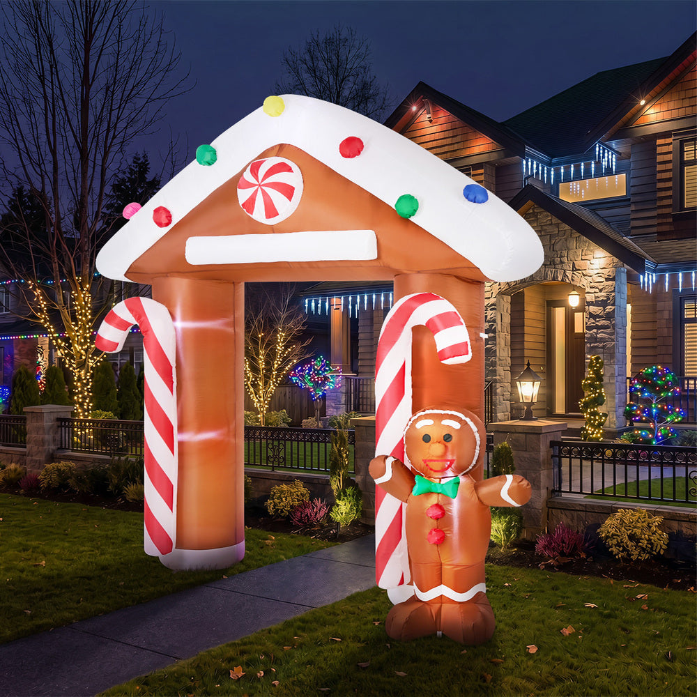 2.8M Christmas Inflatable Archway with LED Lights, Outdoor Set