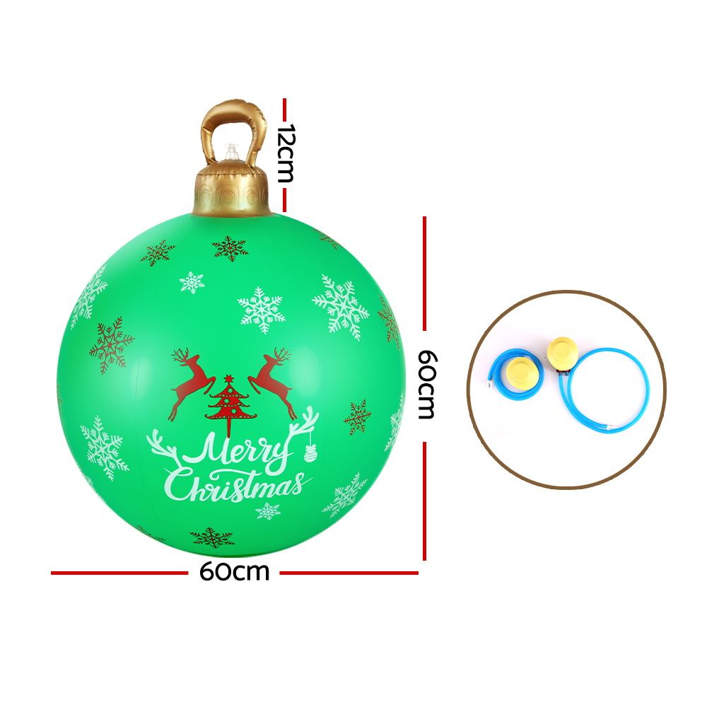 60cm Christmas Inflatable Bauble Ball Outdoor Decoration Green with Pump